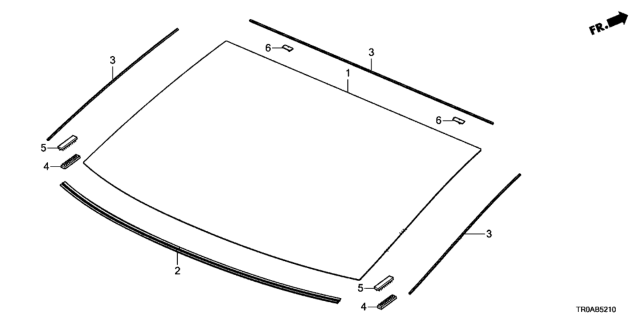 2013 Honda Civic Glass Set, RR. Windshield (Green)(Agc) Diagram for 73211-TR3-A11