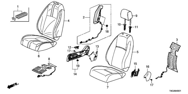 2018 Honda Civic Front Seat (Passenger Side) Diagram