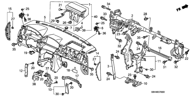 2005 Honda Pilot 5 Door EXL (RES) KA 5AT Instrument Panel Diagram