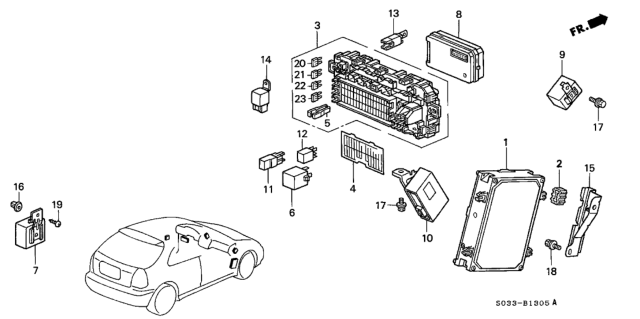 1998 Honda Civic 3 Door CX KA 4AT Control Unit (Cabin) Diagram