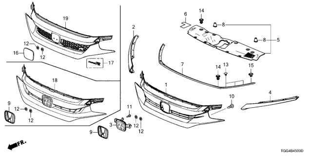 2020 Honda Civic Front Grille Diagram