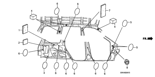 2008 Honda Pilot 5 Door LX-VP (2WD) KA 5AT Grommet (Side) Diagram