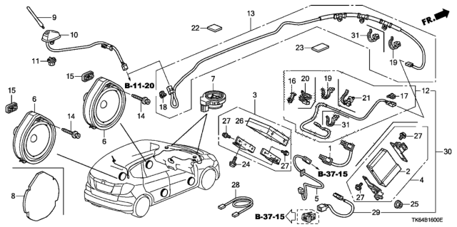 2012 Honda Fit Antenna - Speaker Diagram