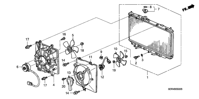 2007 Honda Accord Hybrid Fan, Cooling Diagram for 19020-RCJ-A01