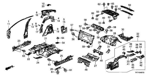 2017 Honda Clarity Fuel Cell Rear Floor,Mid Diagram for 65512-TRT-A00ZZ