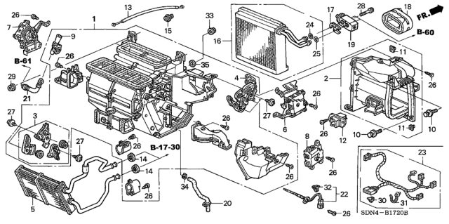 2003 Honda Accord Core, Heater Diagram for 79110-SDN-A01