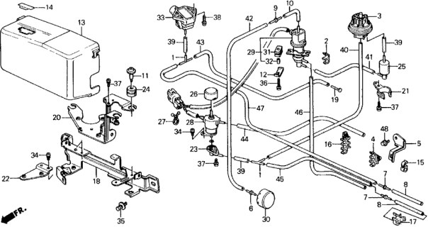 1991 Honda Civic 5 Door DX KL 4AT Control Device Stay Diagram