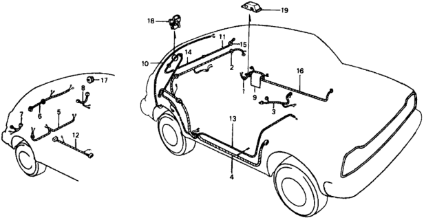 1977 Honda Civic Wire Harness, RR. Diagram for 32108-657-671