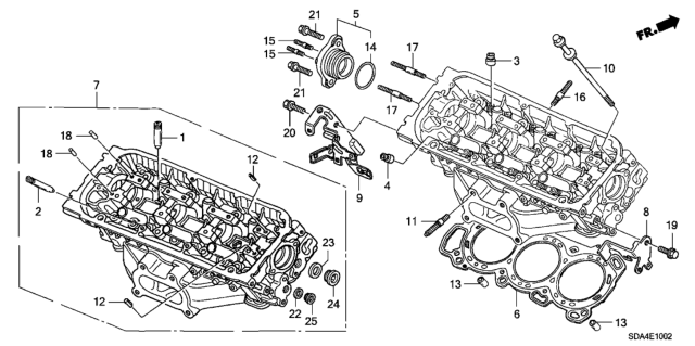 2005 Honda Accord Cylinder Head Assembly, Passenger Side Diagram for 12300-RCA-305