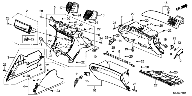 2016 Honda Accord Outlet Assy. *NH1025L* (Passenger Side) (SPINDLE METAL3) Diagram for 77630-T2F-A12ZK