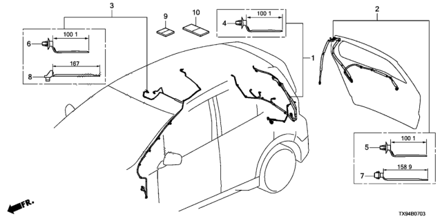 2014 Honda Fit EV Wire, Tailgate Diagram for 32109-TK6-A10