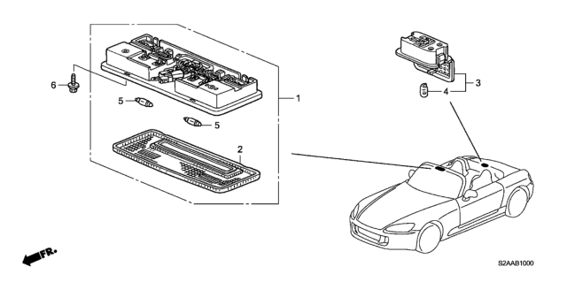 2009 Honda S2000 2 Door BASE KA 6MT Interior Light Diagram