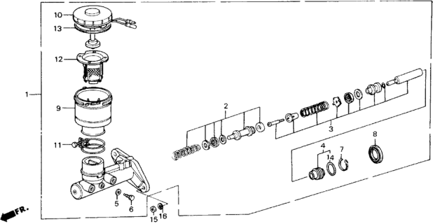 1988 Honda Accord 2 Door LXI KA 5MT Brake Master Cylinder Diagram