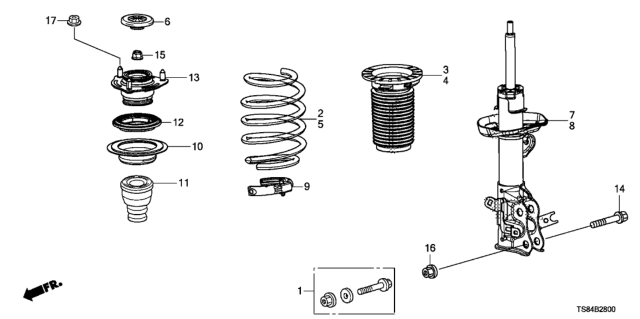 2015 Honda Civic Spring, Left Front Diagram for 51406-TS8-B52