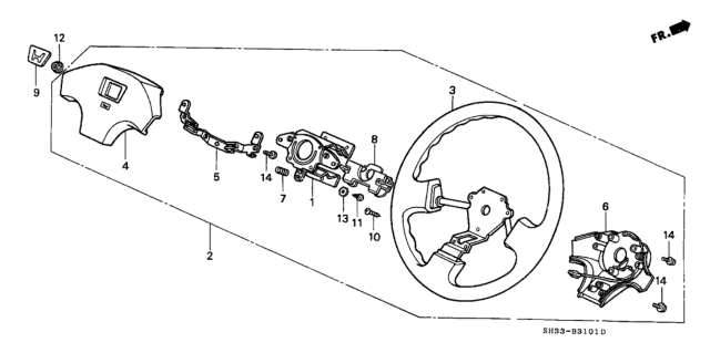1991 Honda Civic Wheel, Steering (Black) (Nippon Purasuto) Diagram for 78510-SH3-A05ZA