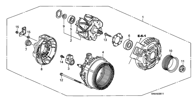 2009 Honda Civic 4 Door SI (HPT NAVIGATION) KA 6MT Alternator (Denso) (2.0L) Diagram