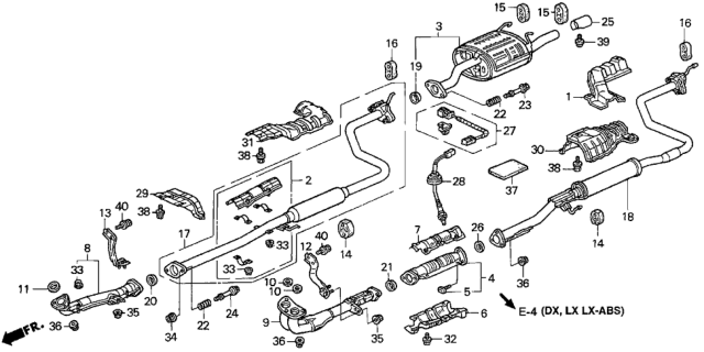 1997 Honda Civic Pipe B, Exhuast Diagram for 18220-S01-C81