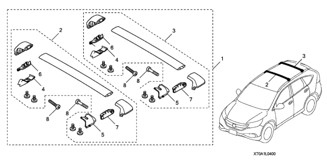 2015 Honda CR-V Roof Cross Bars Diagram