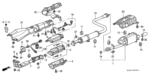 2001 Honda Prelude Plate, Floor Heat Baffle Diagram for 74601-S30-000