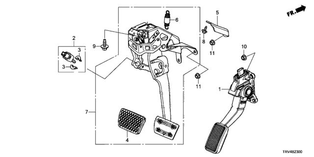 2018 Honda Clarity Electric 4 Door TRNG (CLARITY ELC) KA 1AT Pedal Diagram