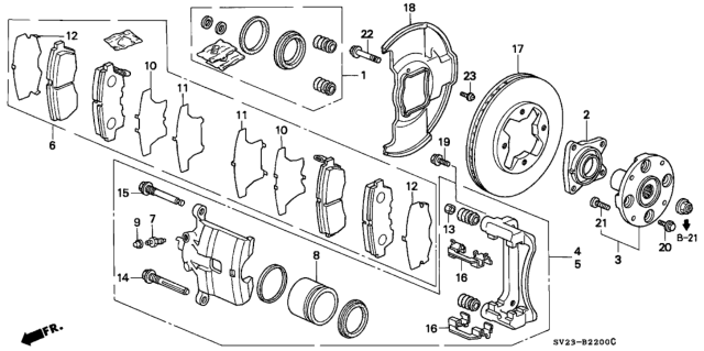 1996 Honda Accord Caliper Set, FR. Diagram for 01463-SM4-A01