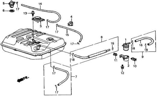1987 Honda CRX 2 Door HF KH 5MT Fuel Strainer Diagram