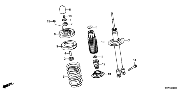 2020 Honda Clarity Plug-In Hybrid Rear Shock Absorber Diagram