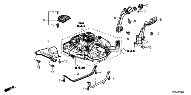 2012 Honda Civic Band, Fuel Tank Mounting Diagram for 17521-TR0-A00