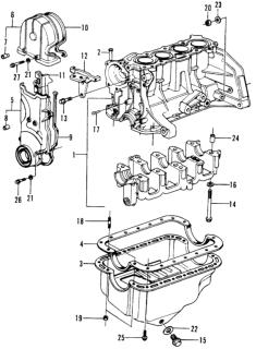 1973 Honda Civic Bracket, Engine Mounting Diagram for 11900-634-020