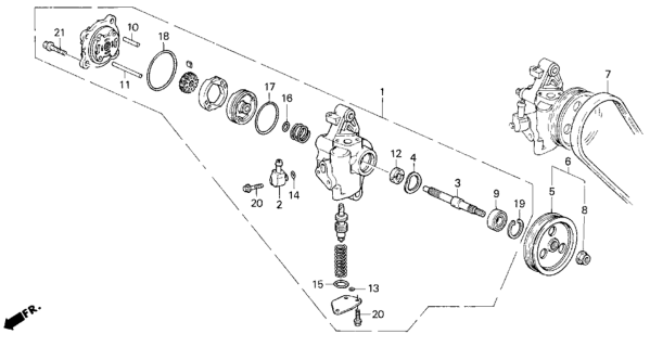 1997 Honda Del Sol Pump Sub-Assembly, Power Steering Diagram for 56110-P02-020