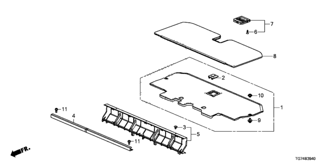 2017 Honda Pilot 5 Door LX (2WD) KA 6AT Cargo Floor Lid Diagram