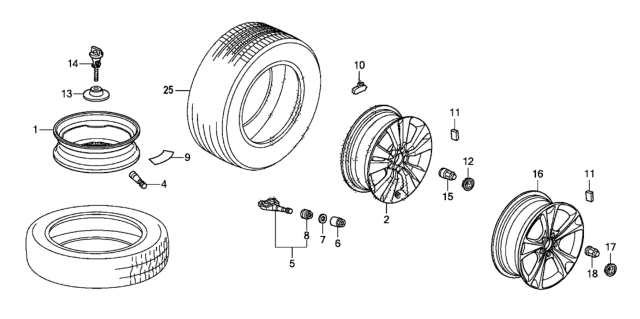 2012 Honda Accord Disk, Aluminum Wheel (18X8J) (Tpms) (Enkei) Diagram for 42700-TE1-A83