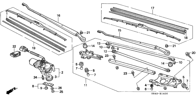 1994 Honda Civic Front Wiper (Mitsuba) Diagram