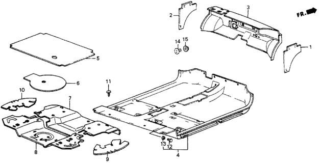 1985 Honda CRX 2 Door HF KH 5MT Floor Mat Diagram