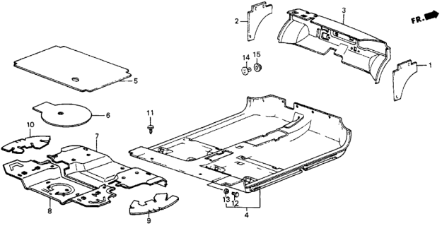 1986 Honda CRX Floor Mat Diagram