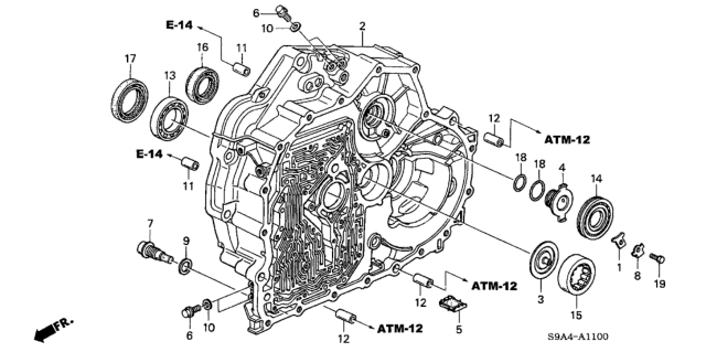 2005 Honda CR-V Case, Torque Converter Diagram for 21111-PRM-315