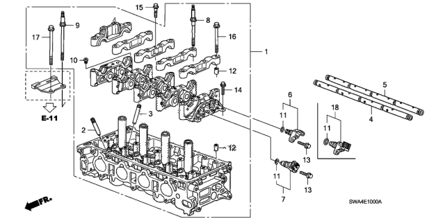 2011 Honda CR-V Shaft, Rocker Diagram for 14631-R40-A00