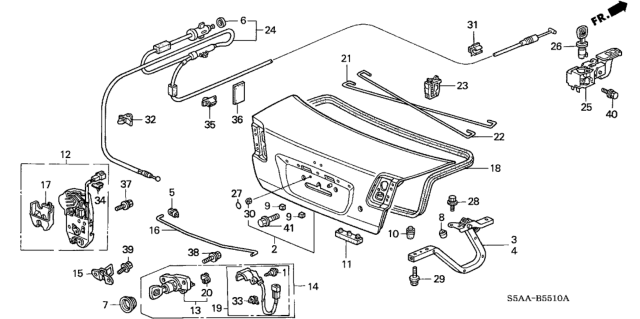 2004 Honda Civic 4 Door LX (SIDE SRS) KA 5MT Trunk Lid Diagram