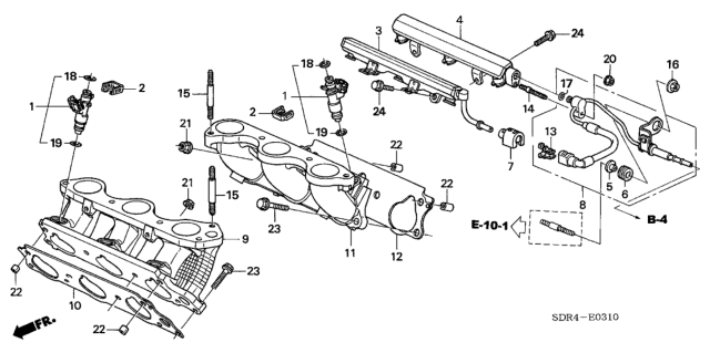 2006 Honda Accord Hybrid Pipe, Front Fuel Diagram for 16610-RKB-003