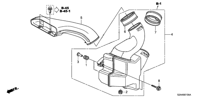 2012 Honda Pilot Tube A, Air Inlet Diagram for 17245-RN0-A00