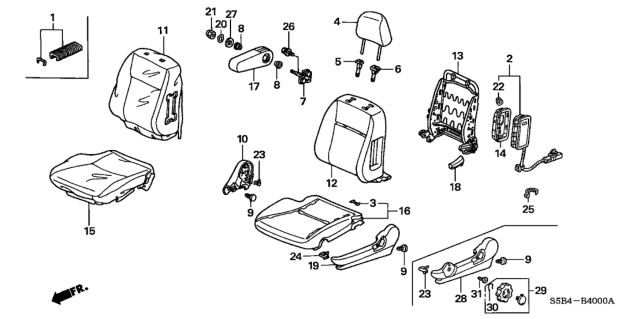 2003 Honda Civic Armrest Assembly, Left Front Seat (Mild Beige) Diagram for 81580-S5B-A01ZA