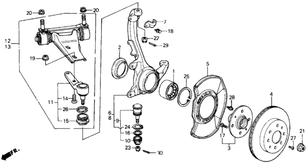 1990 Honda Prelude Bearing Assembly, Front Hub (Koyo Seiko) Diagram for 44300-SF1-004