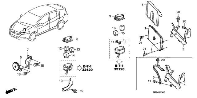 2010 Honda Insight Control Unit (Engine Room) Diagram