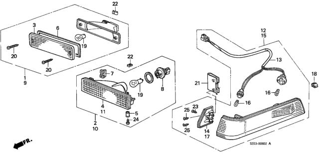 1989 Honda Accord Light Assy., R. FR. Turn Signal Diagram for 33300-SE0-A02