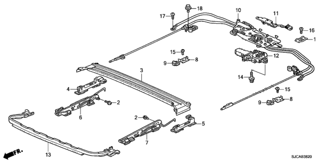 2014 Honda Ridgeline 4 Door RTL (SUNROOF) KA 5AT Sliding Roof Components Diagram