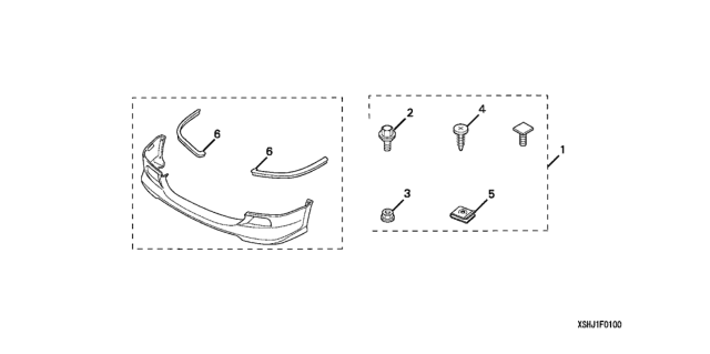 2005 Honda Odyssey Front Underbody Spoilers Diagram