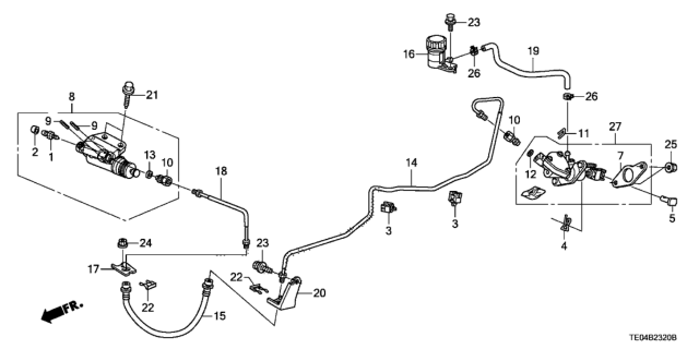 2009 Honda Accord Hose, Clutch Diagram for 46961-TA0-A01