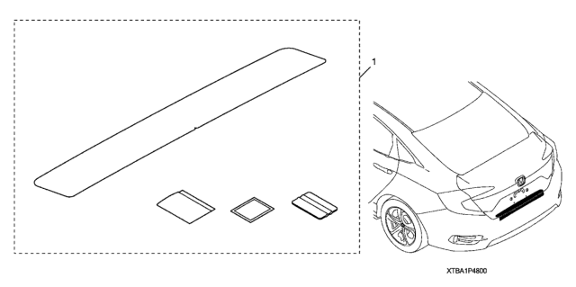 2018 Honda Civic Rear Bumper Applique Diagram for 08P48-TBA-101