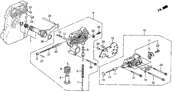 1990 Honda Accord Spring, Reaction Stator Diagram for 27233-PL1-000