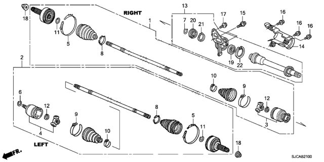 2014 Honda Ridgeline Driveshaft - Half Shaft Diagram